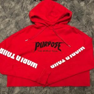 NWOT Justin Bieber world tour cropped hoodie